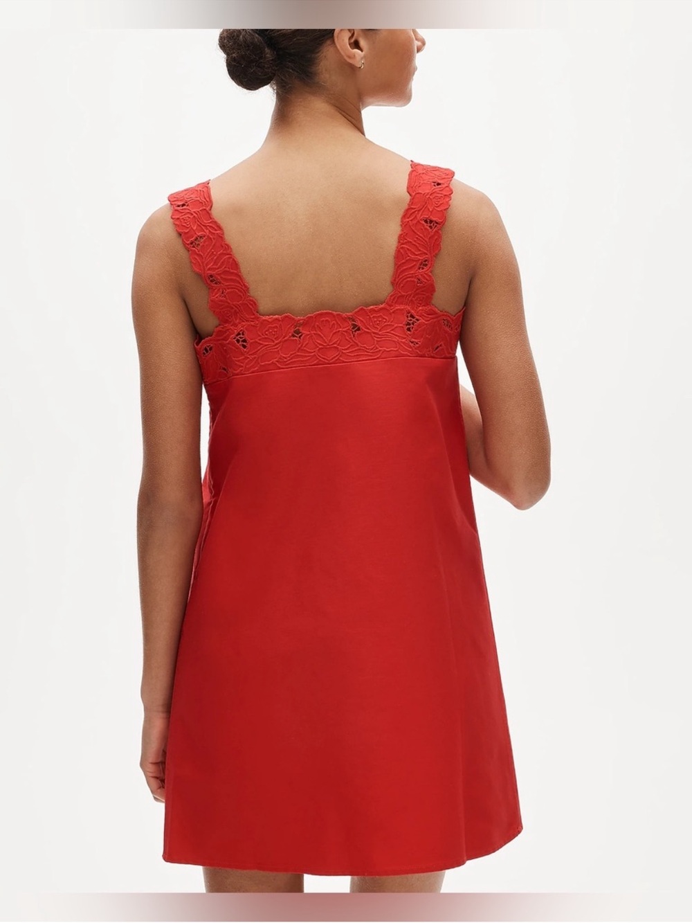 J. Crew Red Lace-Trim Mini Dress